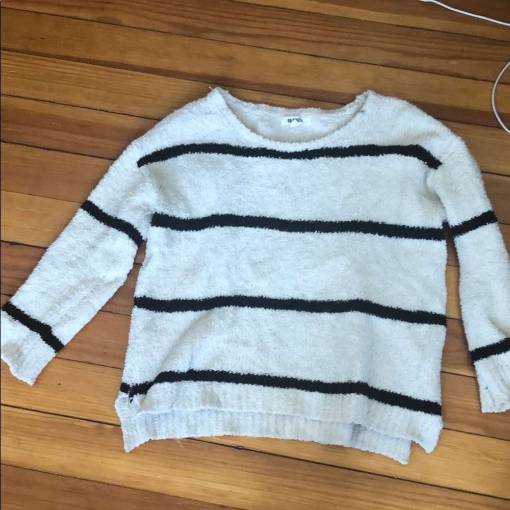 Fuzzy black and white sweater